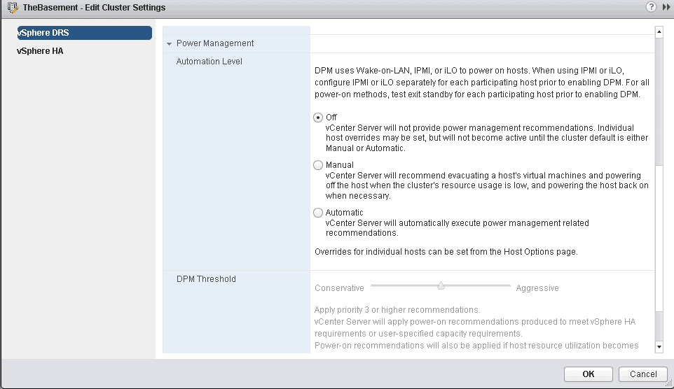 vmware vsphere drs automation level