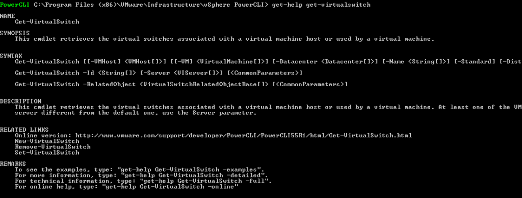 powercli get help vmware vsphere