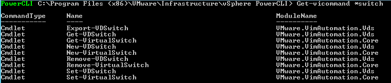 powercli get vicommand switch vmware vsphere