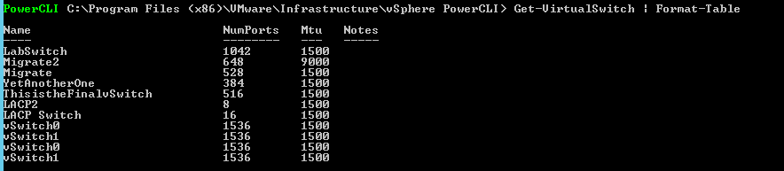 powercli get virtualswitch table output vmware vsphere