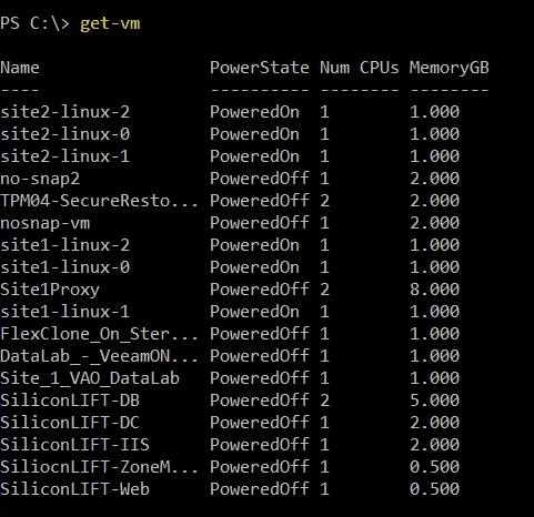 powercli get-vm