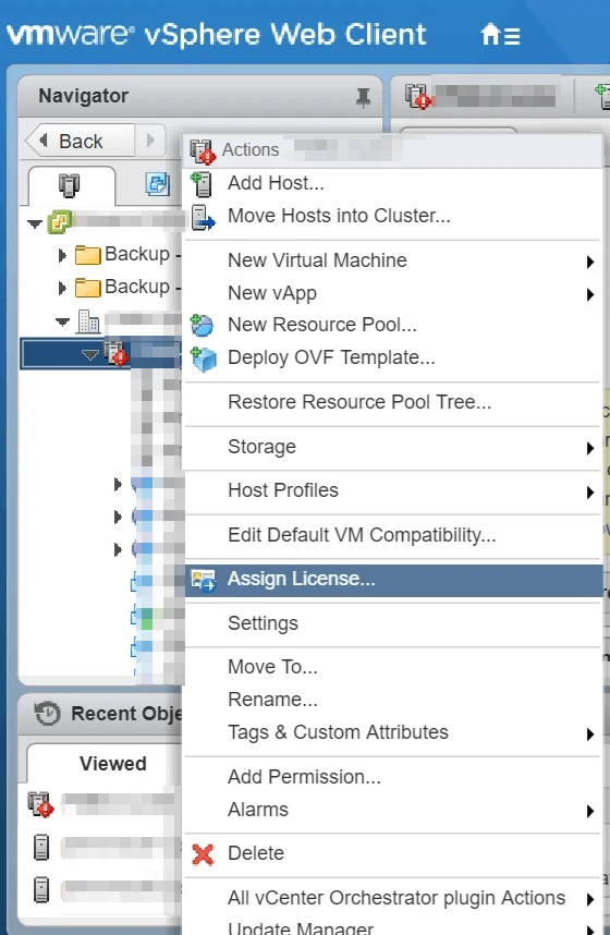 assign vSAN license vSphere Web Client