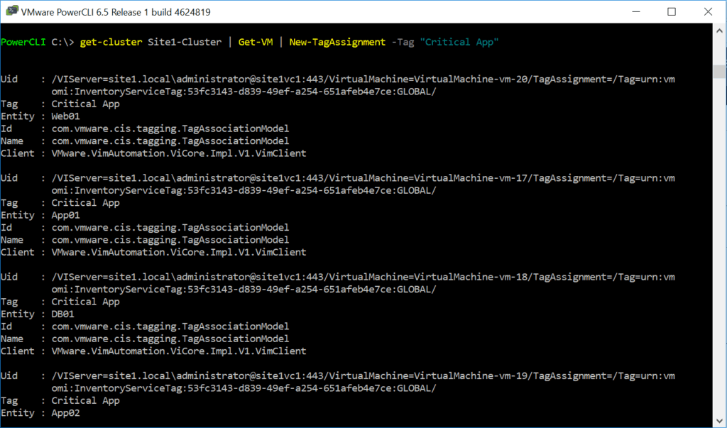 vsphere tag assign powercli vmware