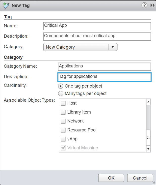 vsphere tag create category VMware web client