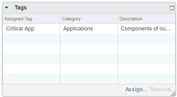 vsphere tag summary VMware web client