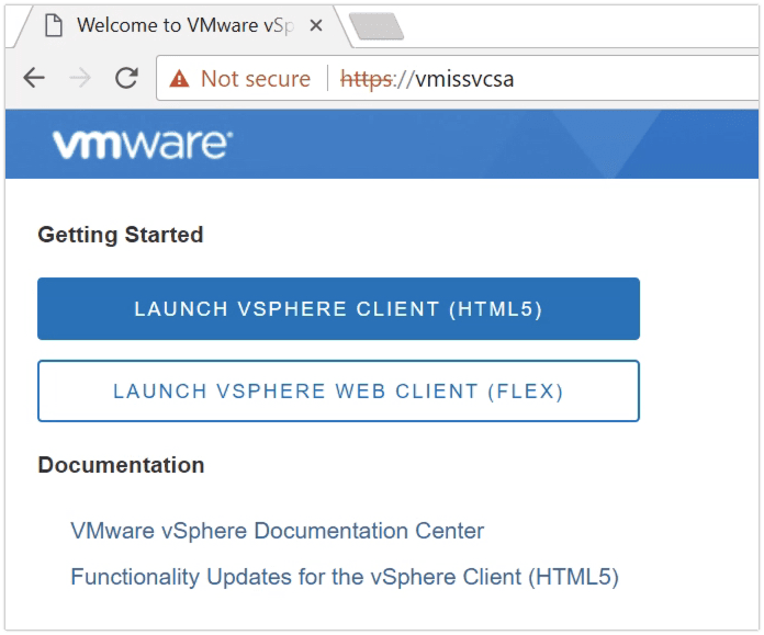 vsphere 6.7 choose client type VMware 