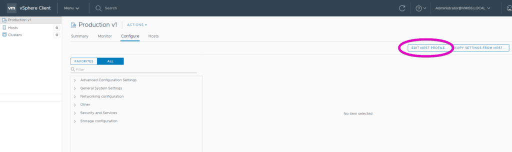 edit VMware vsphere host profile