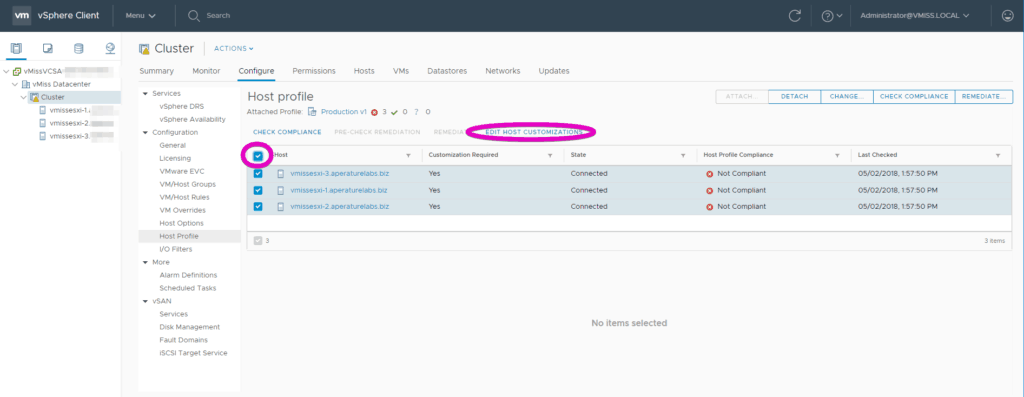 VMware vSphere host profile customizations