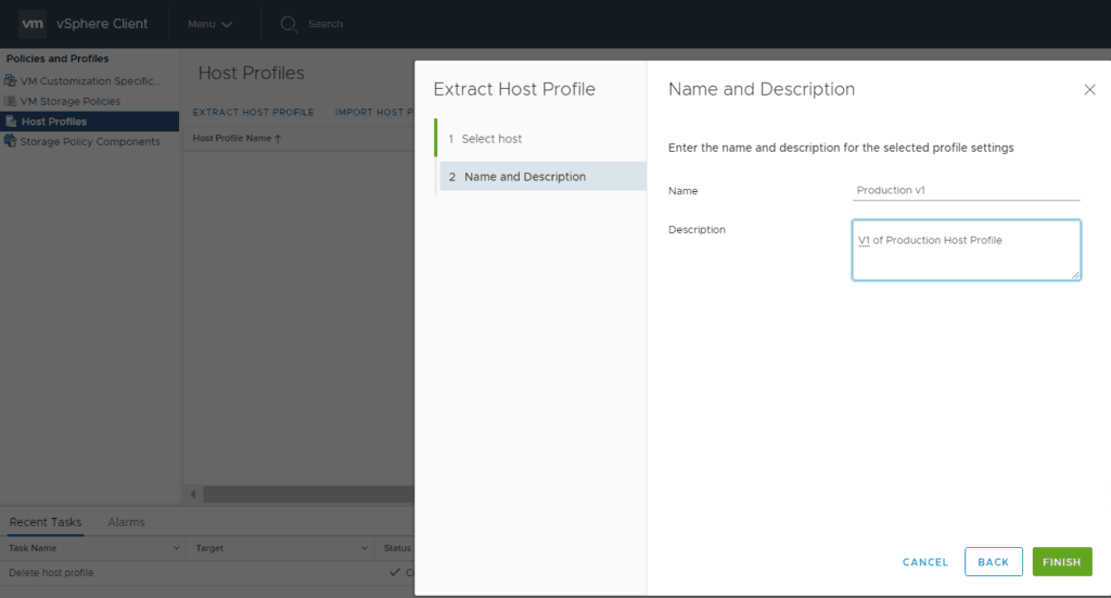 VMware vSphere host profile extract name