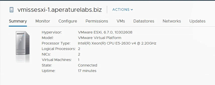 VMware vSphere esxi upgrade to 6.7 u1 successful