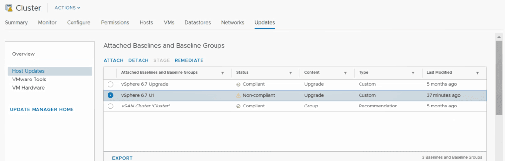 VMware vSphere update manager remediate hosts