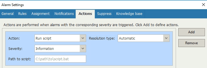 veeam one alarm automatic remediation action