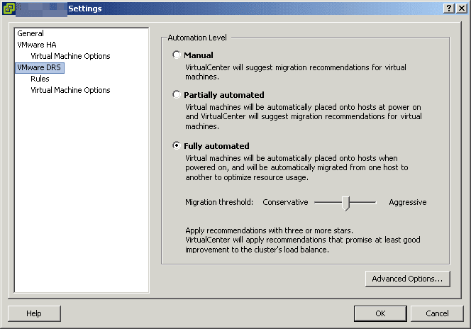 vmware drs vmotion vcenter virtualcenter