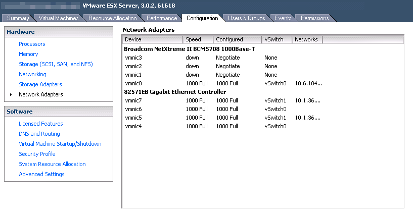 early vmware esx networking