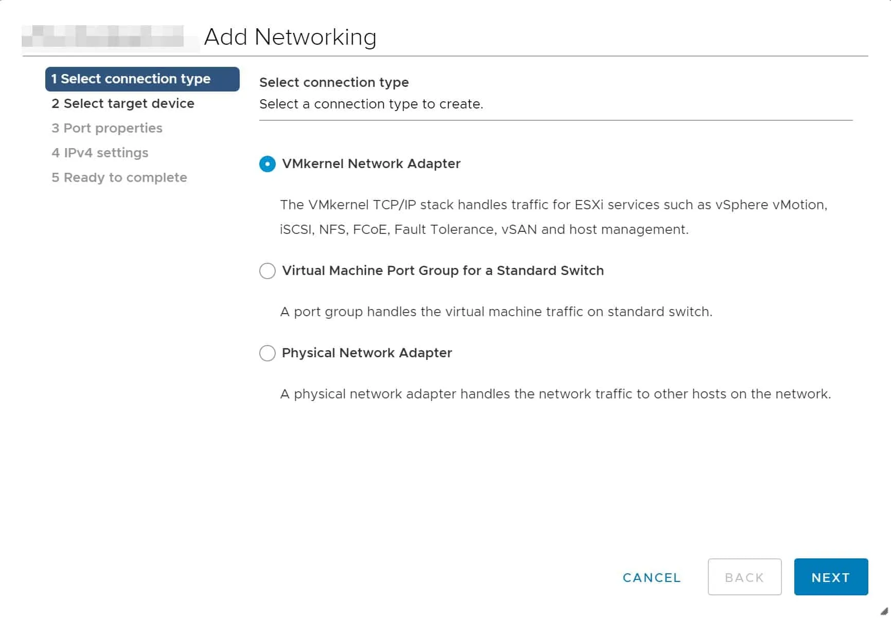 VMware networking VMkernel port configuration