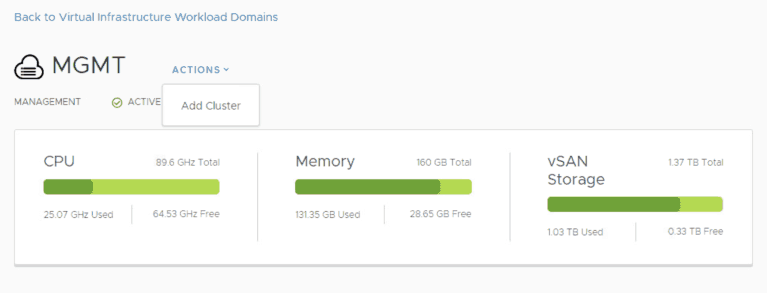 add cluster to SDDC manager vmware cloud foundation workload domain