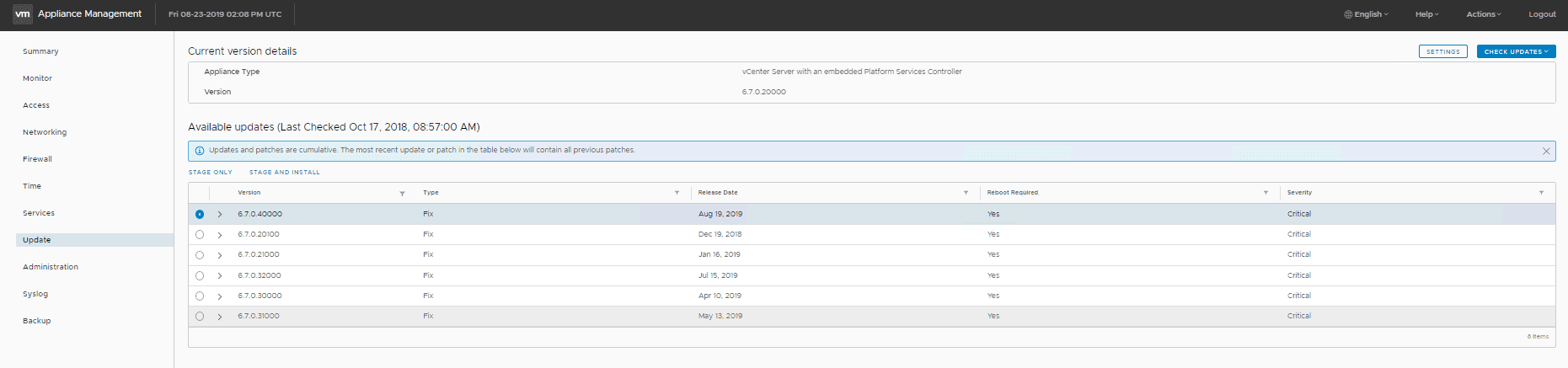 upgrade vcsa 6.7 u3