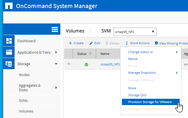 provision storage VMware vSphere NetApp ontap nfs