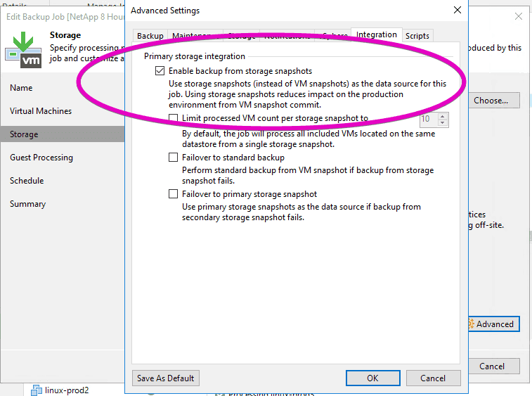 Veeam storage snapshots NetApp