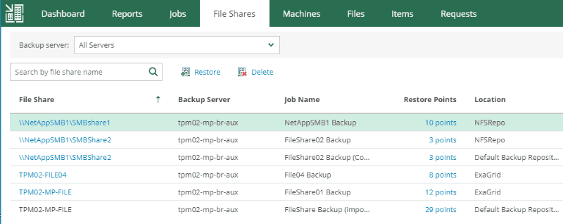 enterprise manager nas backup restore