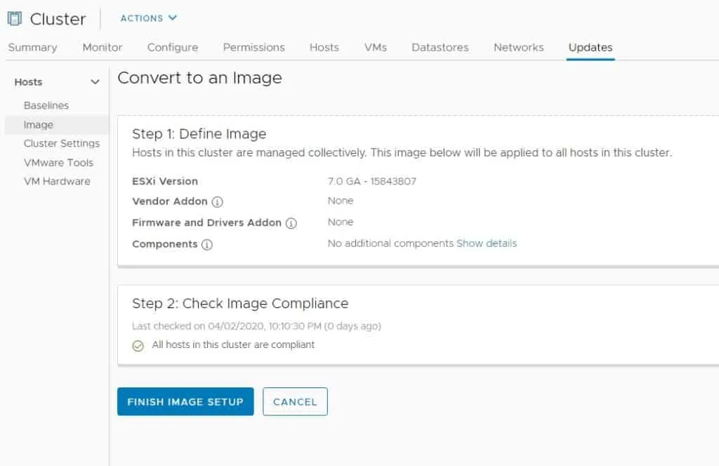 vcenter lifecycle manager custom image complaint