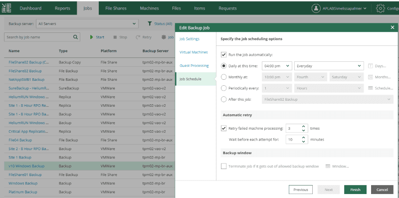 veeam enterprise manager edit backup job