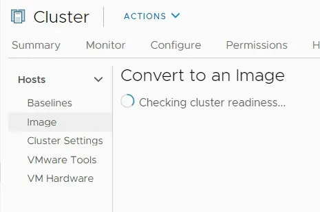 vmware lifecycle manager convert to cluster image