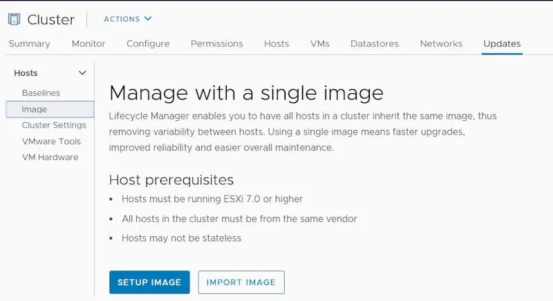 vsphere lifecycle manager cluster image