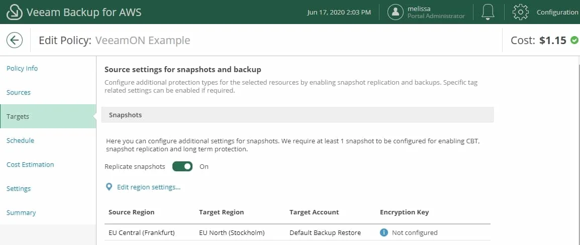 Veeam Backup aws v2 snapshot replication