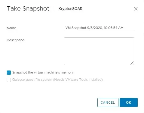 take vmware snaspshot