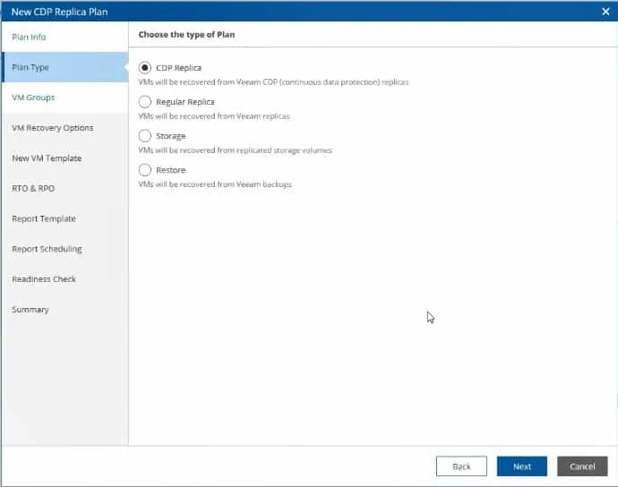 create dr plan for veeam cdp replica orchestrator VDRO